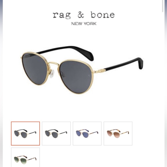 Rag and Bone Gold Frame Round Black Sunglasses Rnb 1019/S - Picture 4 of 9